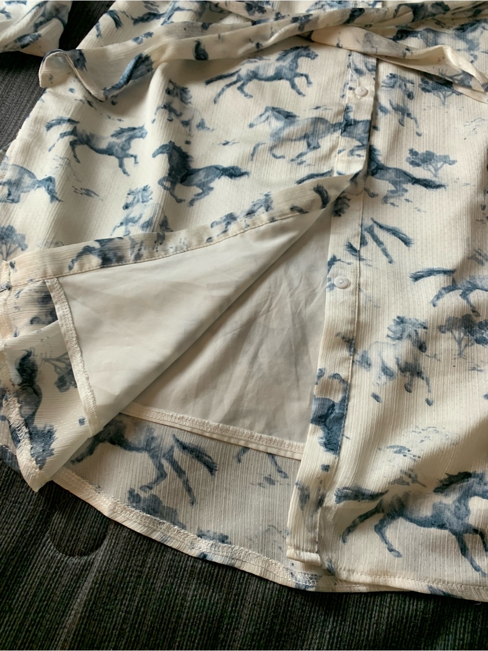 elizabeth crosby horse dress White Blue Large - Picture 8 of 15